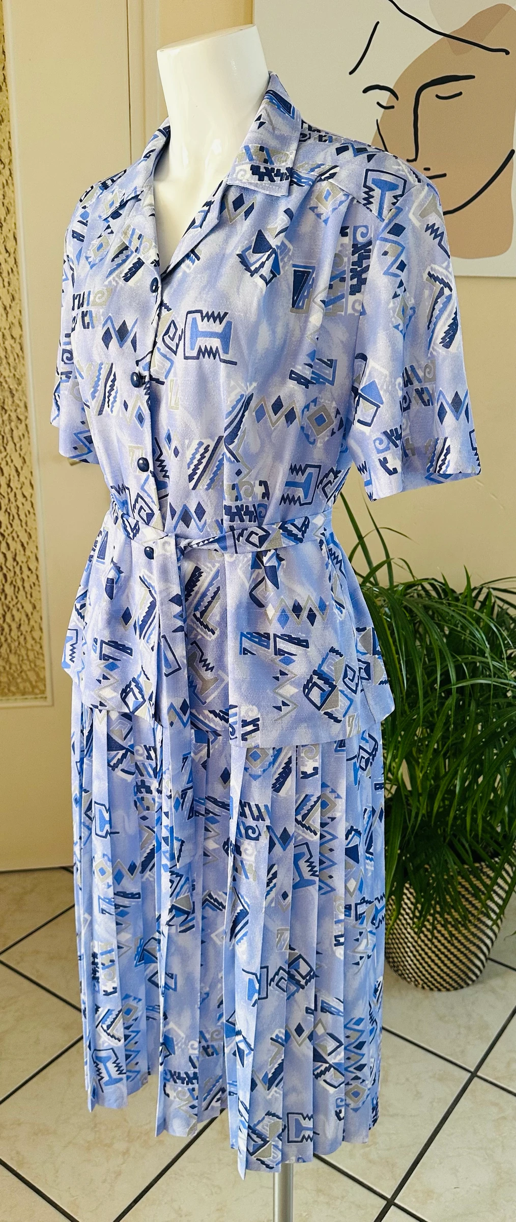 Vestido Plissado Vintage com Cinto Tamanho 38/40 – Fabricação Francesa – NOVO – photo 4